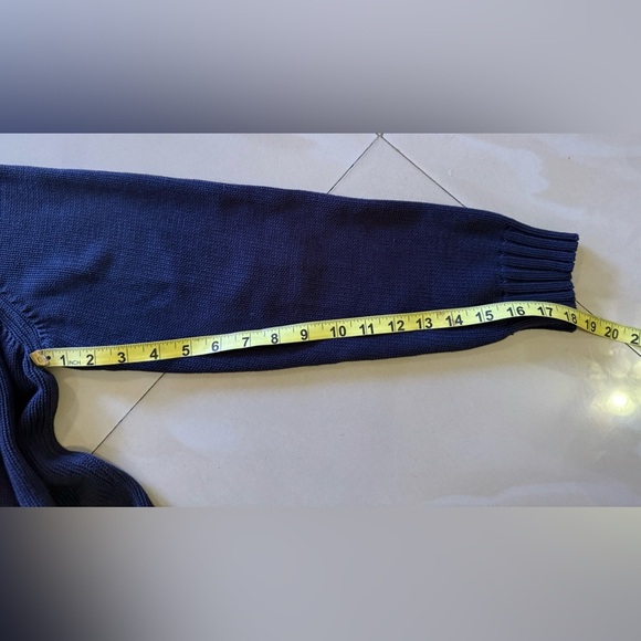 ZARA Man Textured Full Zip Pullover in dark Navy cotton size Large knit - Picture 7 of 16